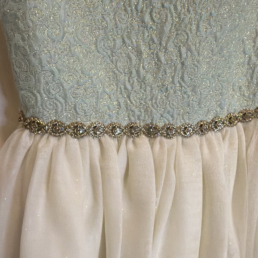 American Princess Girls Dress Size 12 Ivory/Light Blue Formal - Picture 2 of 11
